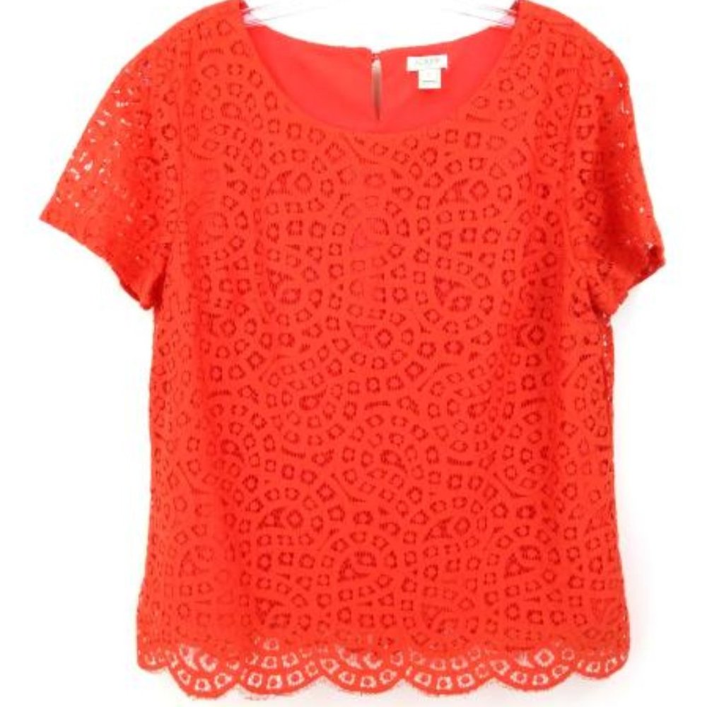 J. Crew Top Orange Lace Size 4
